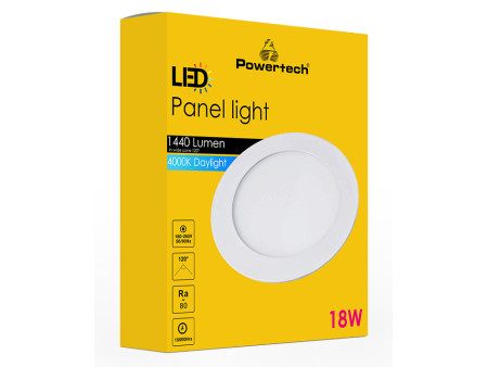 POWERTECH LED panel PT-1270 χωνευτό, 18W, Φ22cm, 4000K, 1440lm, λευκό