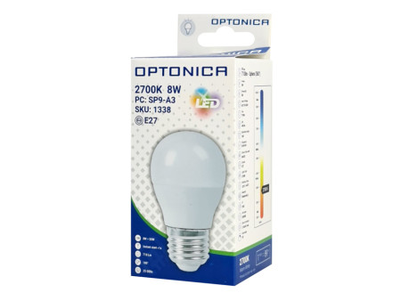 OPTONICA LED λάμπα G45 1338, 8W, 2700K, 710lm, E27