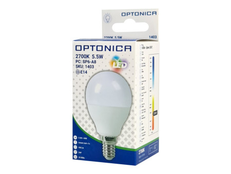 OPTONICA LED λάμπα G45 1403, 5.5W, 2700K, 450lm, E14