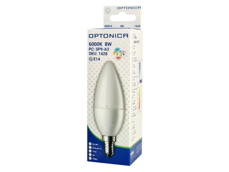 OPTONICA LED λάμπα candle C37 1428, 8W, 6000K, 710lm, E14