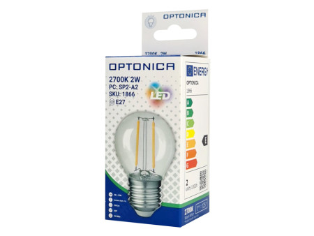 OPTONICA LED λάμπα G45 1866, Filament, 2W, 2700K, 200lm, E27