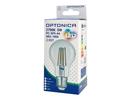 OPTONICA LED λάμπα A60 1856, Filament, 5W, 2700K, 600lm, E27