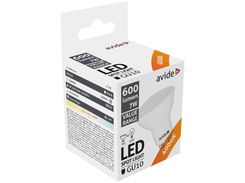 Avide LED Σπότ GU10 7W Λευκό 4000K Value | ATC | 15.001.0339