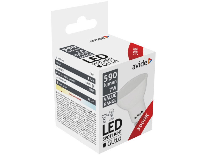 Avide LED Σπότ GU10 7W Θερμό 3000K Value | ATC | 15.001.0338