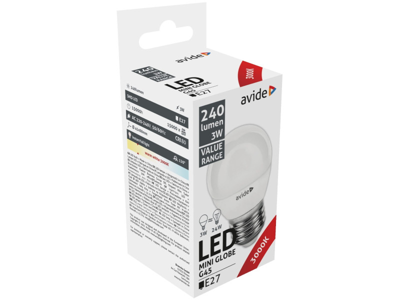 Avide LED Σφαιρική 7W E27 Θερμό 3000K Value | ATC | 15.001.0335