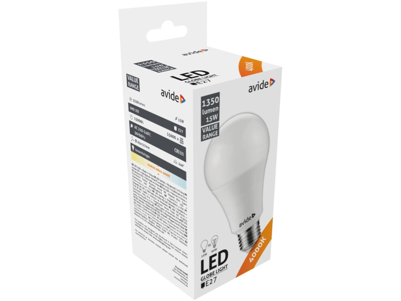 Avide LED Κοινή 15W E27 Λευκό 4000K Value | ATC | 15.001.0327