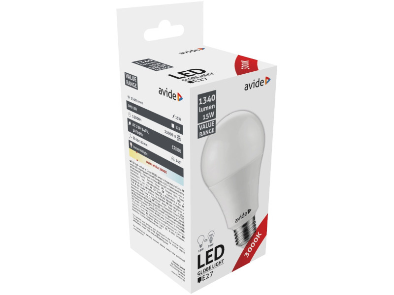 Avide LED Κοινή 15W E27 Θερμό 3000K Value | ATC | 15.001.0326