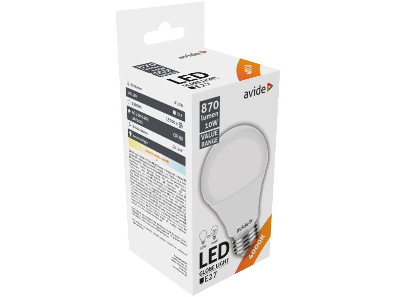 Avide LED Κοινή 10W E27 Λευκό 4000K Value | ATC | 15.001.0321