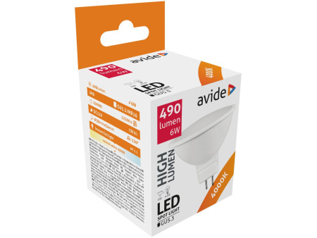 Avide LED Σπότ Αλουμίνιο + Πλαστικό 6W GU5.3 12V 120° Λευκό 4000K | ATC | 15.001.0698