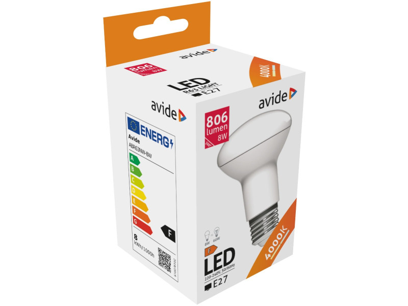 Avide LED R63 8W E27 Λευκό 4000K | ATC | 15.001.0937