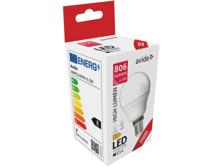 Avide LED Σφαιρική G45 6.5W E14 Θερμό 3000K Υψηλής Φωτεινότητας | ATC | 15.001.0999