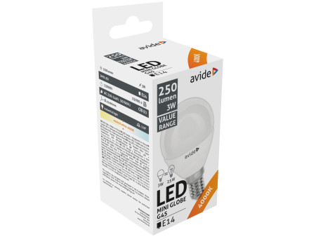 Avide LED Σφαιρική 3W E14 Λευκό 4000K Value | ATC | 15.001.1013