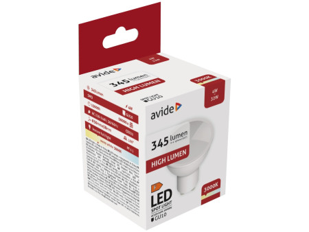 Avide LED Σπότ Αλουμίνιο + Πλαστικό 4W GU10 Θερμό 3000K | ATC | 15.001.1468