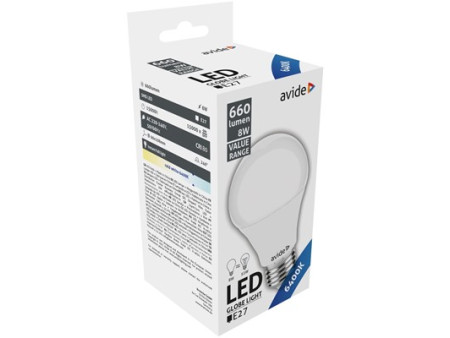 Avide Value LED Globe E27 8W CW 6400K | ATC | 15.001.1686