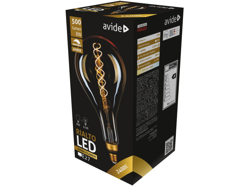 Avide LED Jumbo Rialto 8W E27 2400K Ντιμαριζόμενο 160x320mm | ATC | 15.001.0163