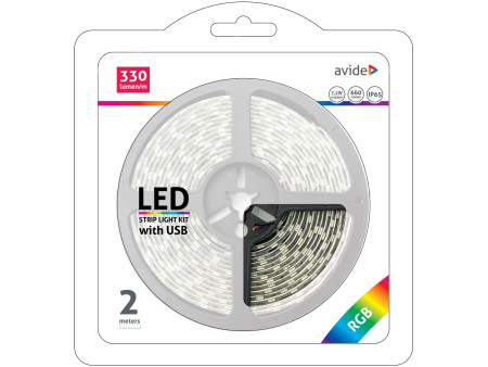 Avide LED Ταινία Blister 5V 7.2W SMD5050 30LED RGB IP65 2m | ATC | 15.001.0211