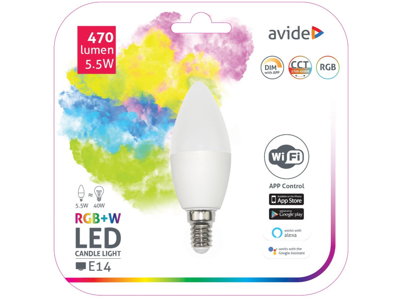 Avide LED Smart Κερί 5.5W RGB+W WIFI APP Control | ATC | 15.001.0064