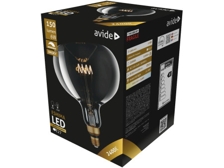 Avide LED Jumbo Filament Eshima 190x255.0mm Smoky 6W E27 2400K Ντίμ | ATC | 15.001.0425