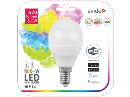 Avide LED Smart Σφαιρική 5.5W RGB+W WIFI APP Control | ATC | 15.001.0394