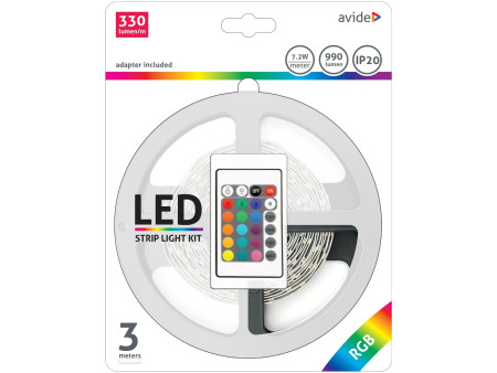 Avide LED Ταινία Blister 12V 7.2W SMD5050 30LED RGB IP20 3m | ATC | 15.001.0439