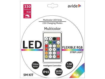 Avide LED Ταινία Blister 12V 7.2W SMD5050 30LED IC RGB IP65 5m + Smart Ελεγκτής | ATC | 15.001.0927