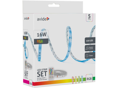 Avide LED Ταινία Blister 12V 16W RGB 5m με Έλεγχο Μουσικής + IR Τηλεχειριστήριο | ATC | 15.001.0975