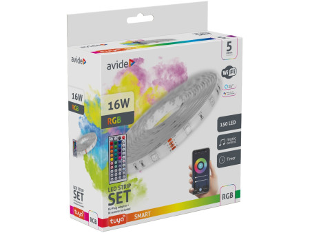 Avide LED Ταινία Blister 12V 16W RGB 5m TUYA - με Έλεγχο Μουσικής + IR Τηλεχειριστήριο | ATC | 15.001.0976