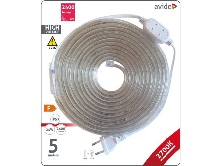 Avide LED Ταινία Blister 220V 4.8W SMD3528 60LED 2700K IP67 5m | ATC | 15.001.0119