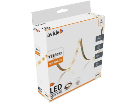 Avide LED Ταινία Blister Αισθητήρας Φωτός Κρεβατιού 5V USB 1.2m 3W 3000K | ATC | 15.001.1964