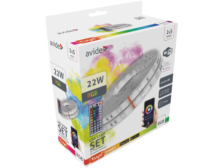 Avide LED Ταινία Blister 12V 22W RGB 2x5m TUYA με Έλεγχο Μουσικής + Τηλεχειριστήριο | ATC | 15.001.1899