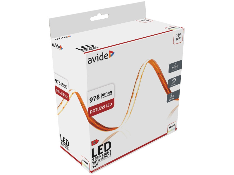 Avide LED Ταινία Blister RF 24V COB Θερμό IP20 2m | ATC | 15.001.2009