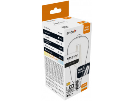 Avide LED White Filament ST64 8.5W E27 NW 4000K | ATC | 15.001.2060