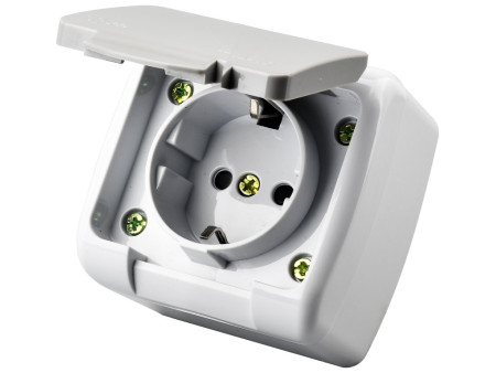 Entac Stephan surface mounted wall socket earthed IP54