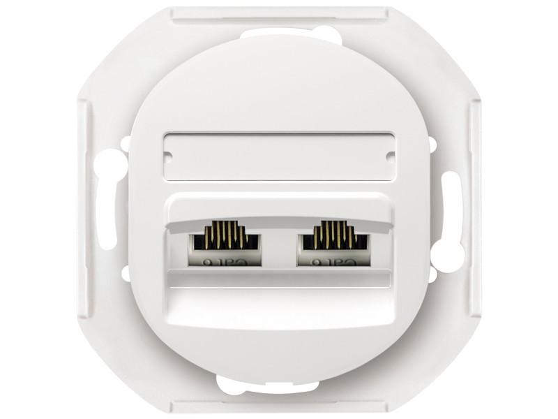 EON E614.0 Data socket double without cover frame 2xRJ45 Cat 5e UTP, white | ATC | 15.005.0181