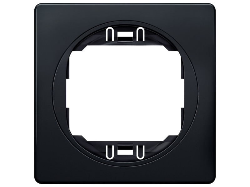 EON E6801.E1E One-gang frame 80x80, soft-touch black with black holder | ATC | 15.005.0156