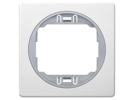 EON E6801.0S One-gang frame 80x80, white with silver holder