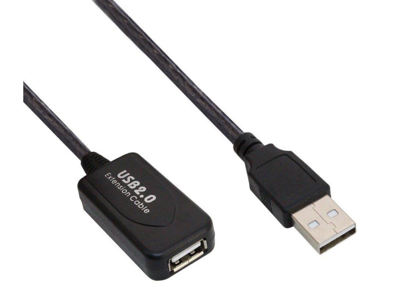 POWERTECH καλώδιο προέκτασης USB CAB-U039 με ενισχυτή, 480Mbps 5m, μαύρο