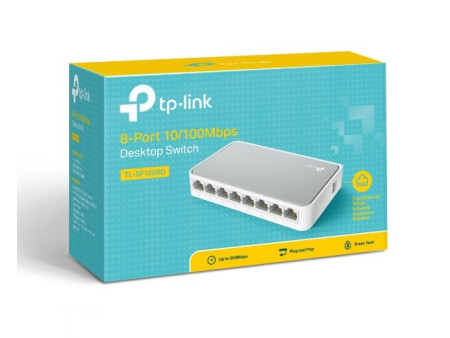 TP-LINK Desktop Switch TL-SF1008D, 8-port 10/100Mbps, Ver. 8.2