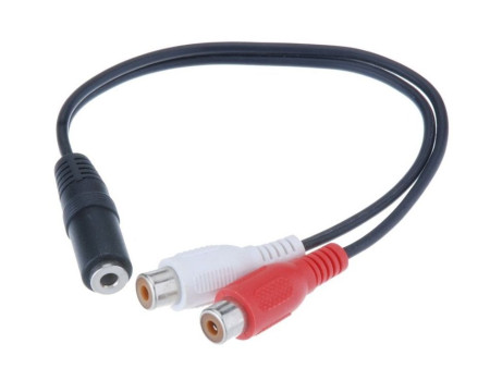 POWERTECH καλώδιο 3.5mm θηλυκό σε 2x RCA θηλυκό CAB-R012 0.20m, μαύρο