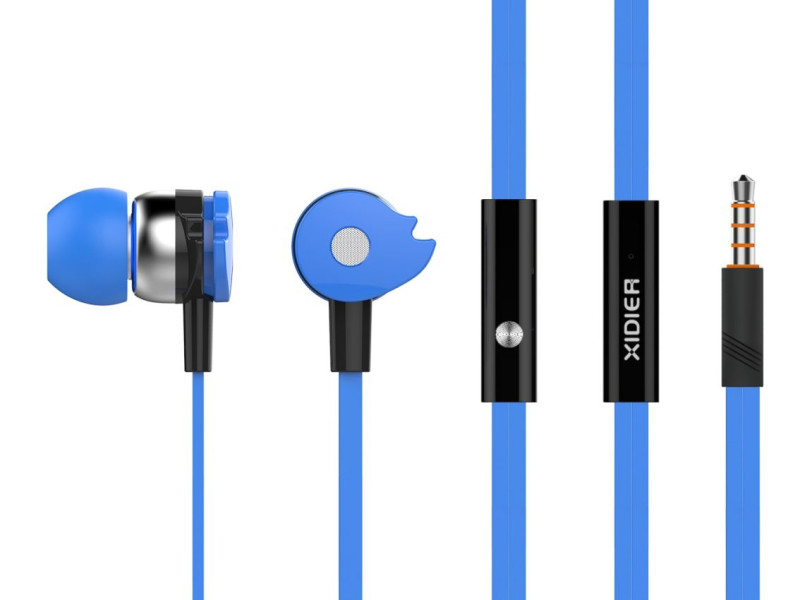 CELEBRAT earphones με μικρόφωνο D1, 3.5mm, Φ10mm, 1.2m flat, μπλε