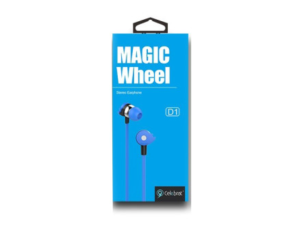 CELEBRAT earphones με μικρόφωνο D1, 3.5mm, Φ10mm, 1.2m flat, μπλε