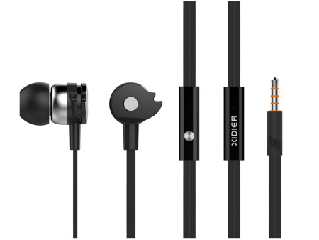 CELEBRAT earphones με μικρόφωνο D1, 3.5mm, Φ10mm, 1.2m flat, μαύρα