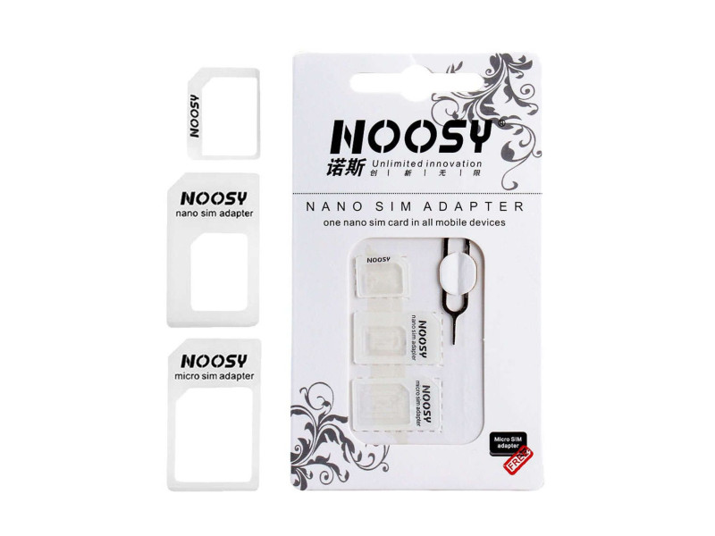 NOOSY Nano SIM & Micro SIM Adapter Set, λευκό