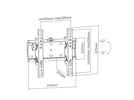 BRATECK επιτοίχια βάση KL21G-22T για τηλεόραση 23"-42", έως 30kg