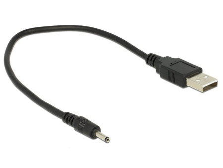 DELOCK καλώδιο USB σε DC 3.0 x 1.1mm 83793, 27cm, μαύρο