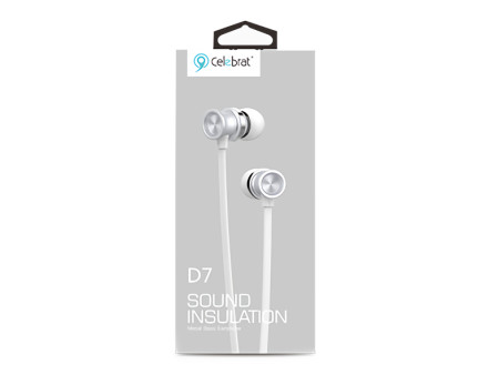 CELEBRAT earphones με μικρόφωνο D7, 3.5mm σύνδεση, Φ10mm, 1.2m, λευκό