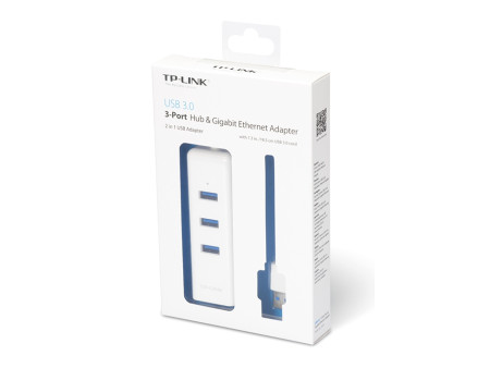 TP-LINK USB Hub UE330 με θύρα δικτύου, 3 θυρών, USB σύνδεση, λευκό