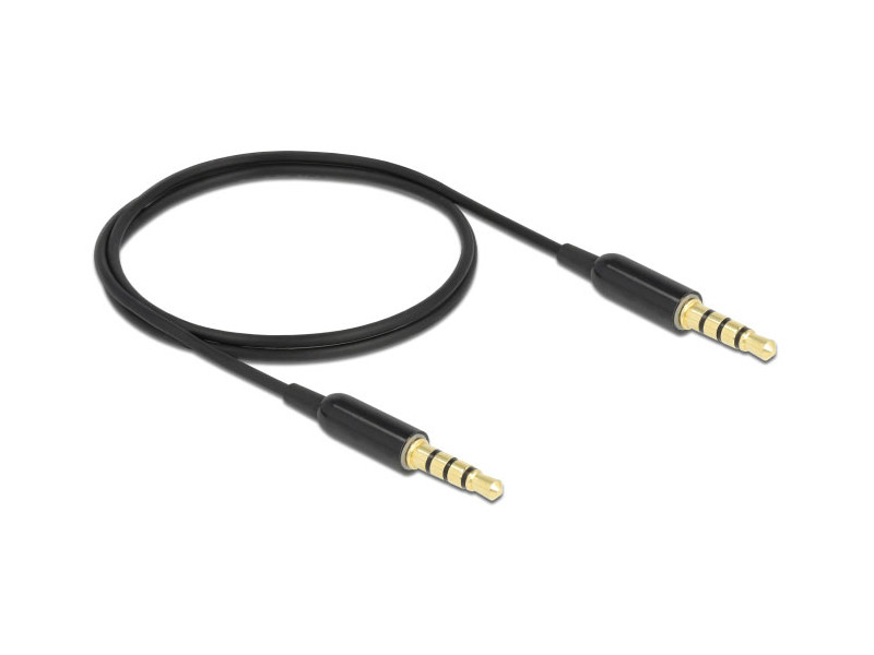 DELOCK καλώδιο 3.5mm 66075, CTIA, 32AWG, 0.5m, μαύρο