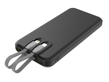 POWERTECH power bank με καλώδια και οθόνη PT-1135 10000mAh, 22.5W, μαύρο