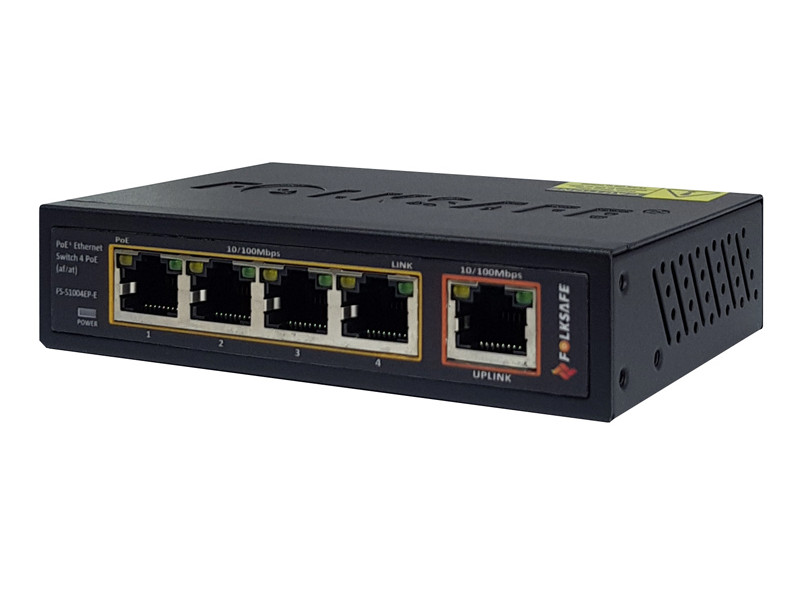 FOLKSAFE PoE Ethernet Switch FS-S1004EP-E, 4 Ports 10/100Mbps